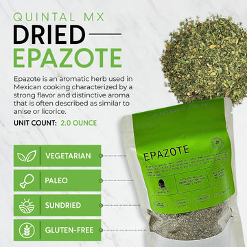 Quintal Mx Dried Epazote Leaves 2 Oz - Hojas De Epazote Cortadas - 100% Natural Epazote Herb - Epazote Tea - Seasoning And Spice
