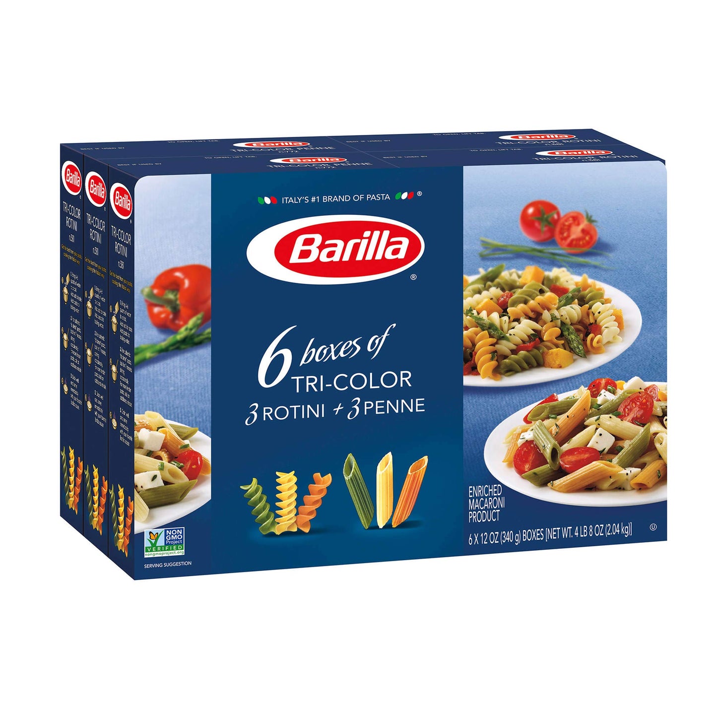 Barilla Pasta, Tri-Color Penne & Tri-Color Rotini, 12 Ounce (Pack Of 6)