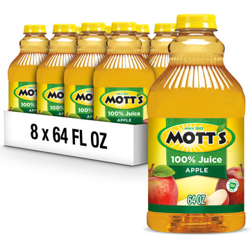 Motts 100% Original Apple Juice, 64 Fl Oz Bottle (Pack of 8), Gluten-Free, Kosher, No Artificial Colors or Sweeteners