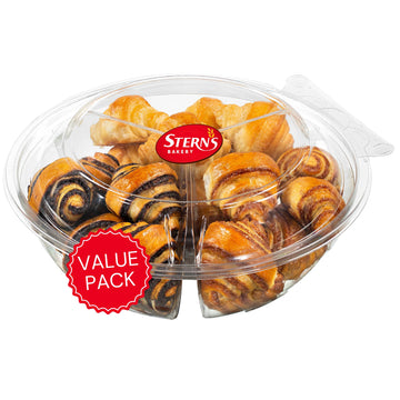 Bakery Fresh Croissants | Traditional Rugelach Pastries in Chocolate Cinnamon Roll & Vanilla Flavor | Approx 18 Rugelach Include