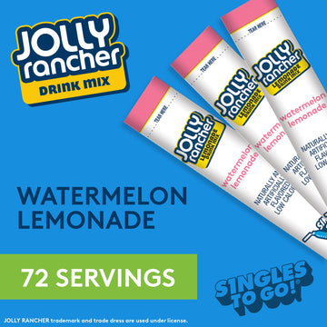 SINGLES TO GO! Jolly Rancher Watermelon Lemonade Drink Mix, 12 Boxes, 72 Packets, 0.5 Ounce Each