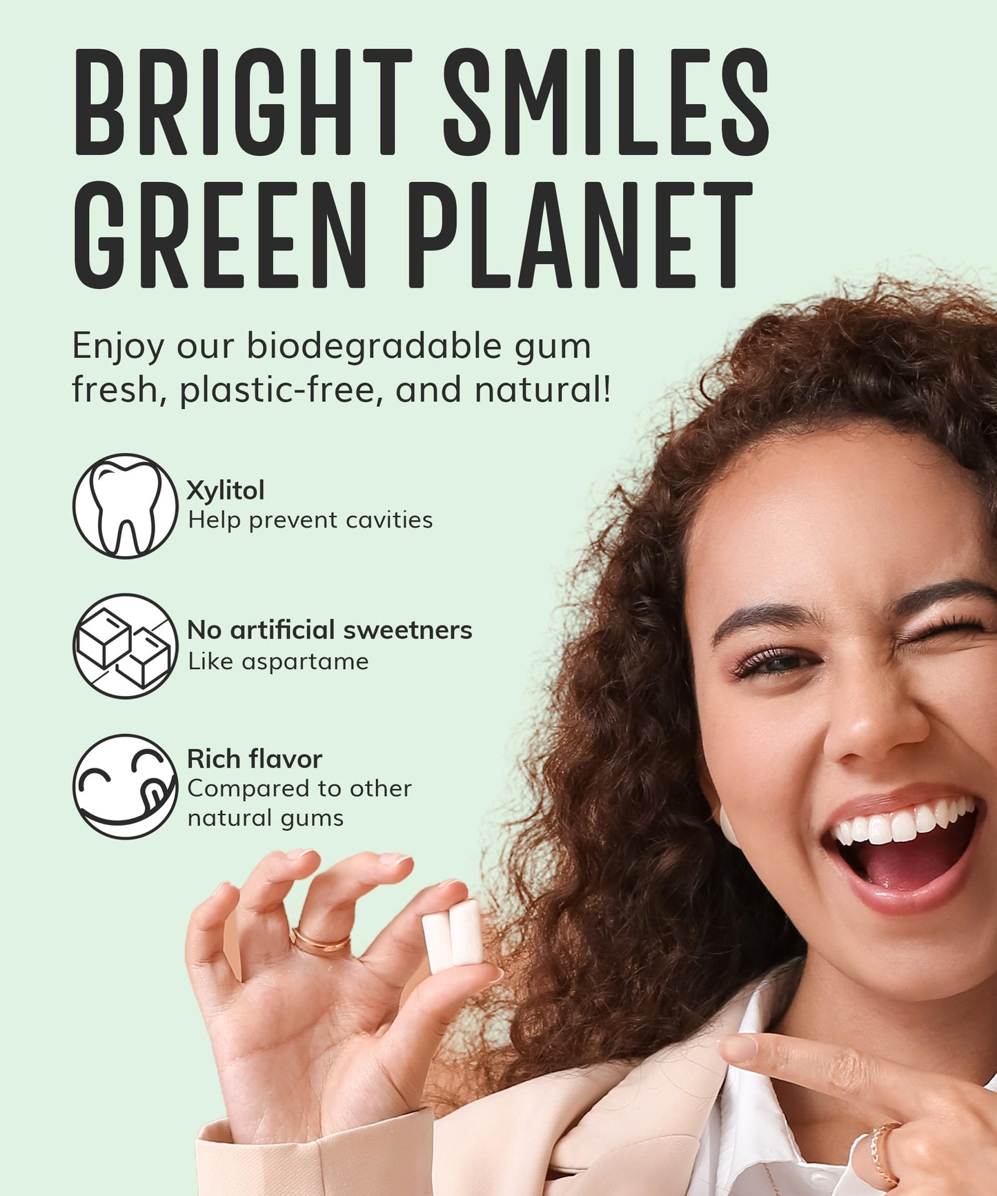 Sugar Free Natural Chewing Gum (84 Pcs) - Xylitol Gum With Stevia - Aspartame Free - All Natural Gum - Vegan, Gluten Free Keto - Spearmint