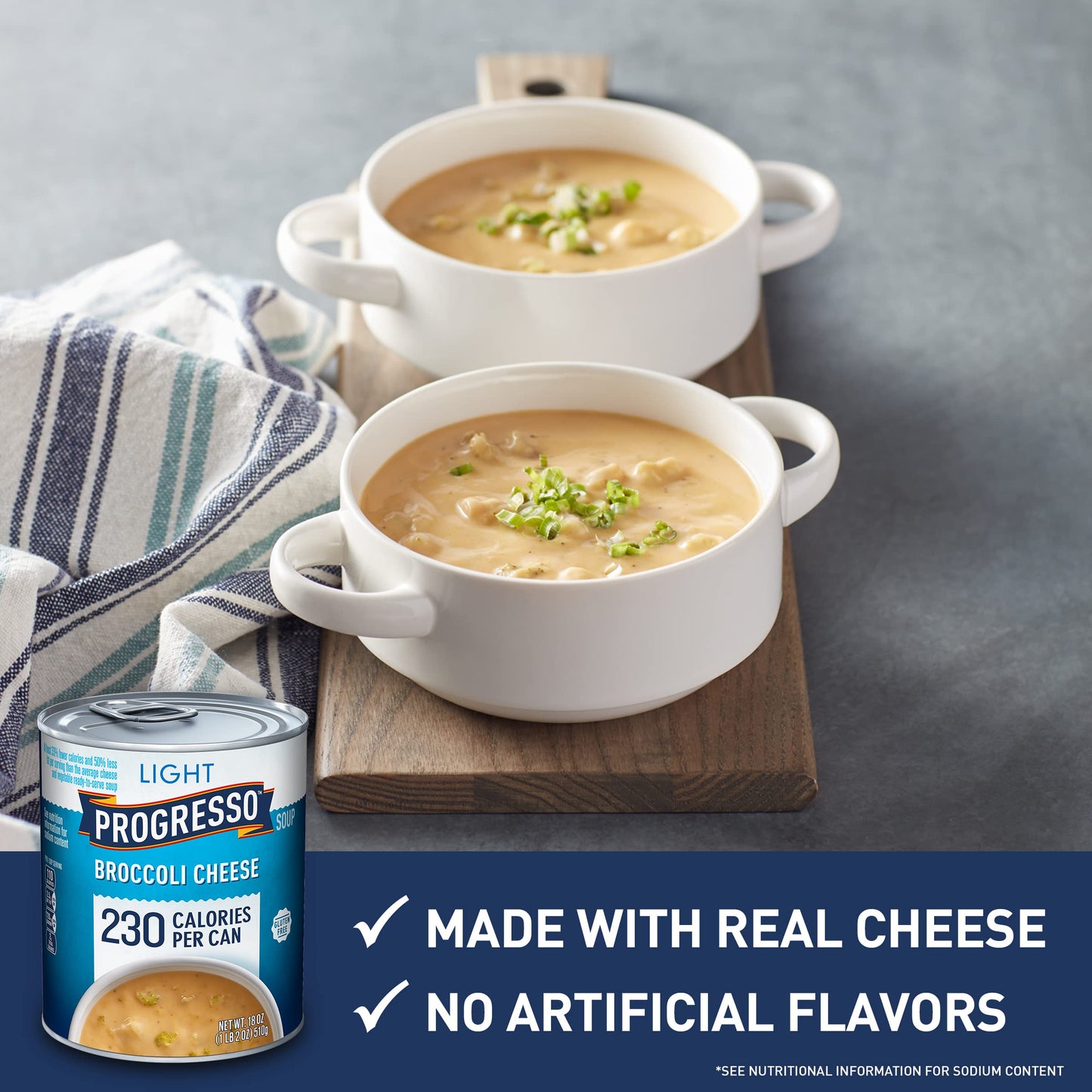 Progresso Light  Broccoli Cheese Canned Soup  Gluten Free  18 oz. (Pack of 12)