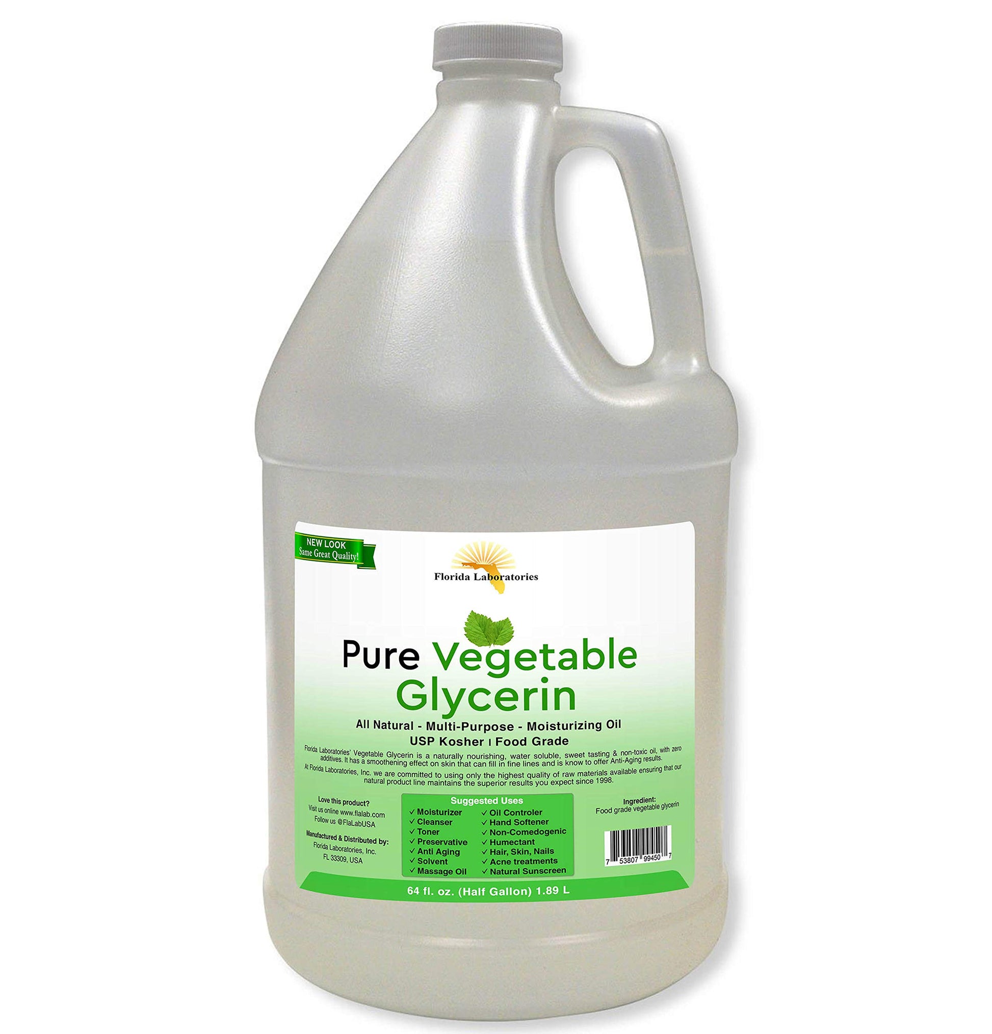 Half Gallon (64 oz) Vegetable Glycerine USP VG Kosher 99.9% Pure Food Grade