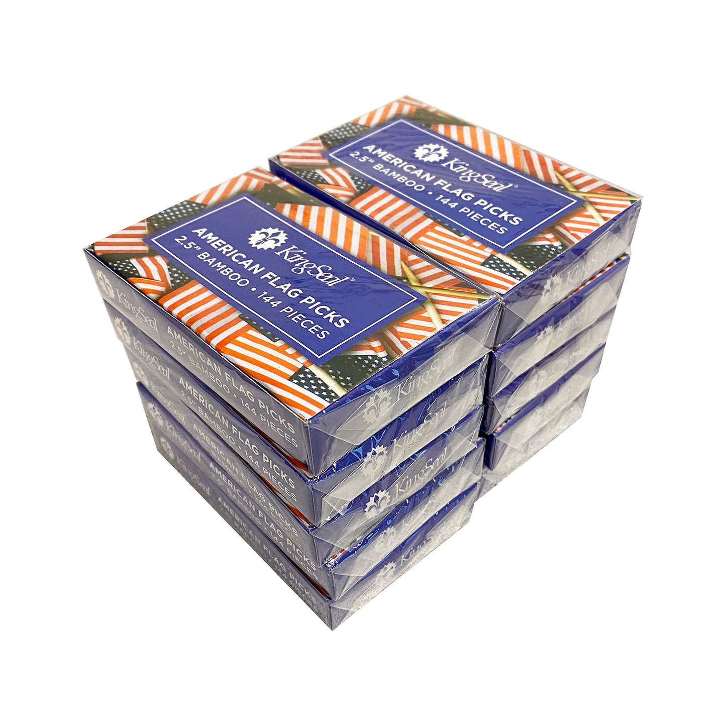1,440 Count | Kingseal American Flag Toothpicks, 2.5 Inch, Ideal For Sandwiches, Appetizers, Cupcake Toppers, And More - 10 Pack
