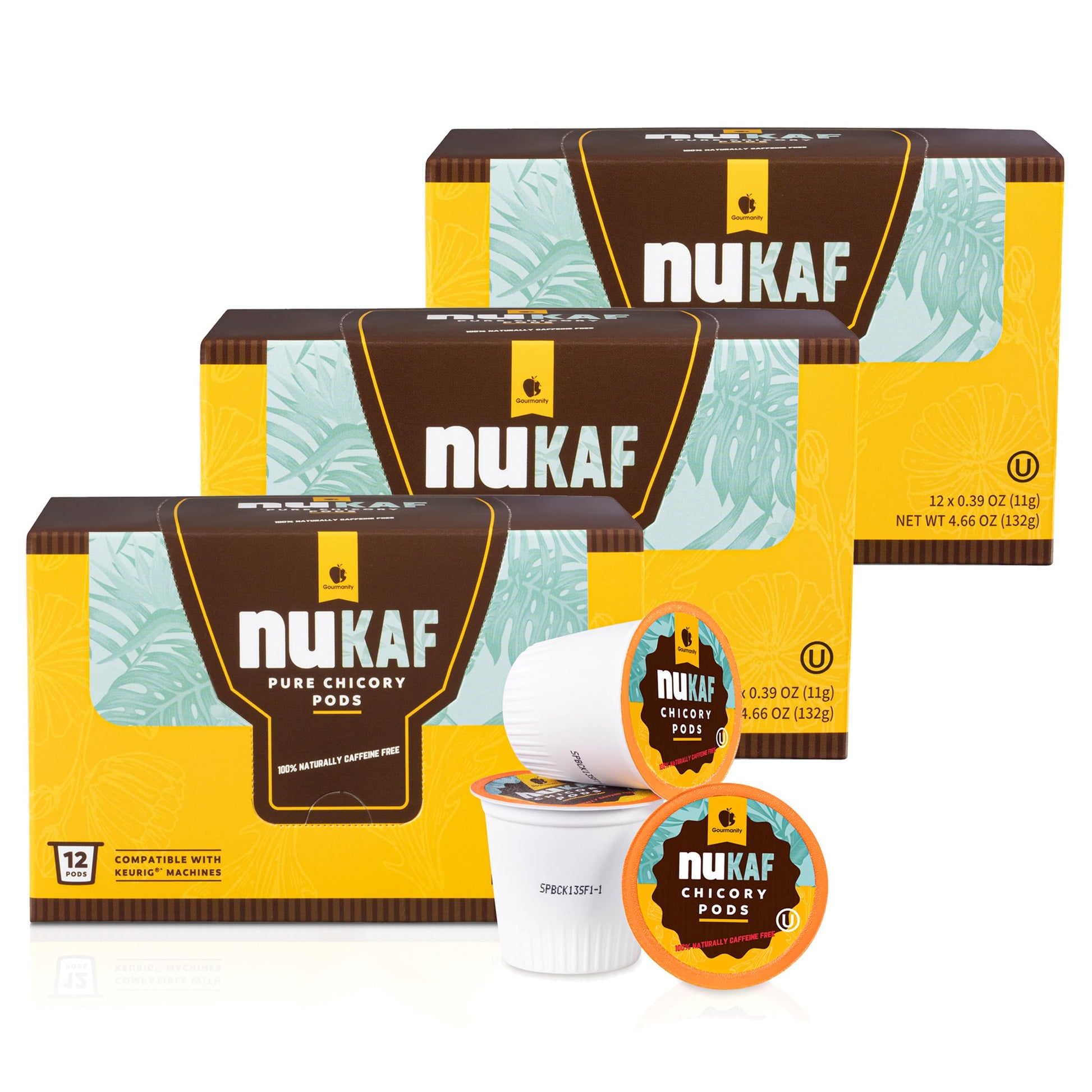 Gourmanity nuKAF Chicory Coffee K Cups, 100% Caffeine Free, 36 Pods, All Natural, Kosher, Compatible with Keurig