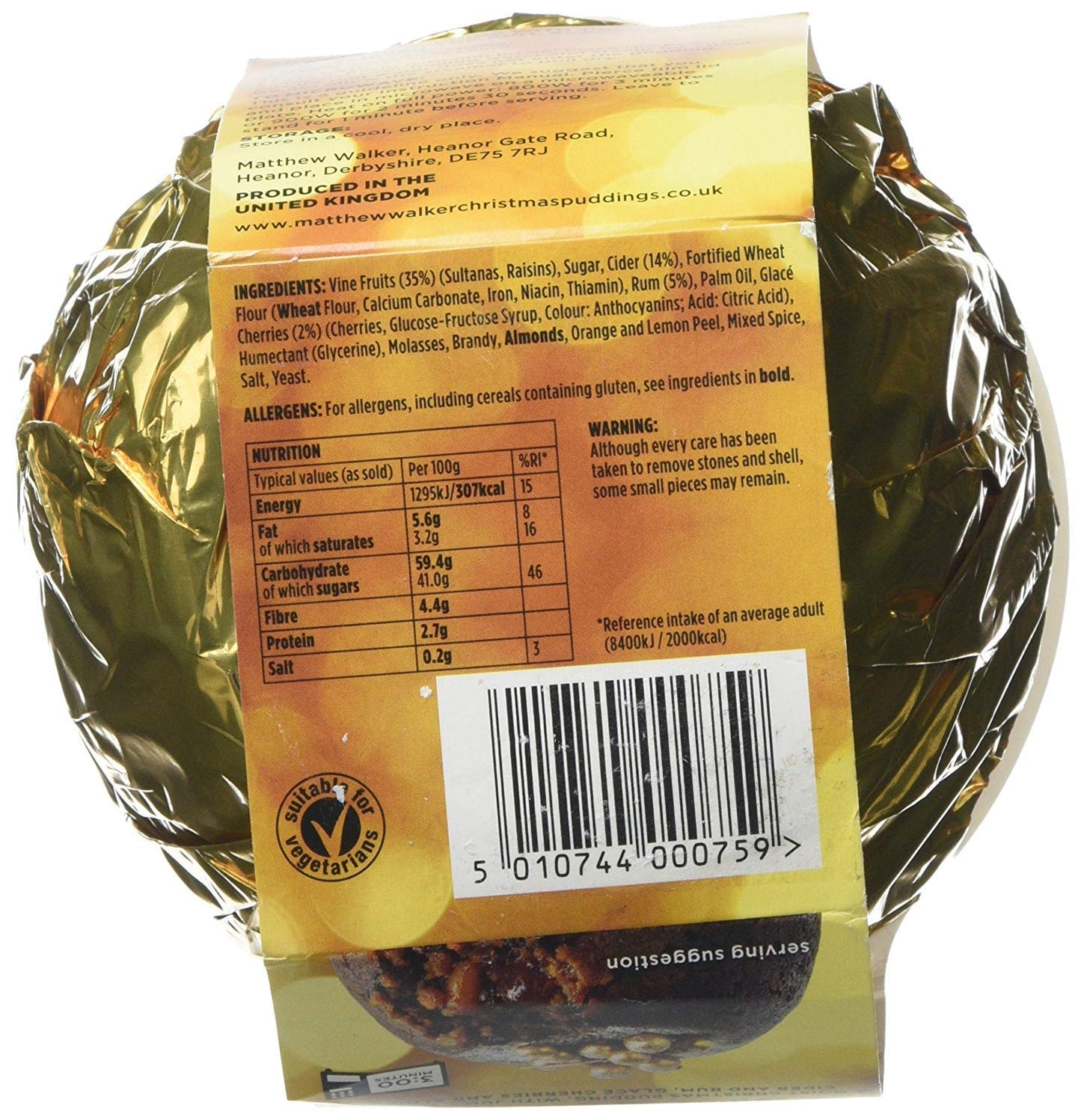 Matthew Walker elegant Christmas Pudding 400g (14.1oz) - White - Model 150457