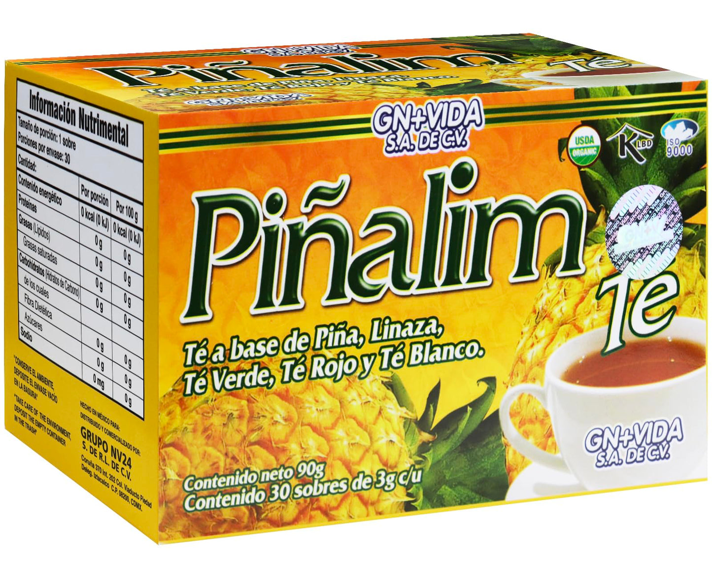 Pinalim Tea/Te de Pinalim Mexican Version- Pineapple, Flax, Green Tea, & White Tea - 30 Day Supply