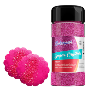 Bakerpan Sugar Sprinkles for Baking - 7 Ounce Fuchsia Decorating Sugar Crystals for Cookies, Cake Pops, Ice Cream (Made in USA)