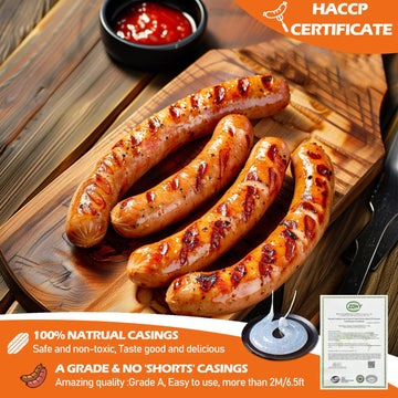 Natural Sheep Sausage Casing,Edible Casings For Making,Grade A,Pre-Tubed,Great For Snack Sticks,Italian,Hot Dog,Polish,Bratwurst