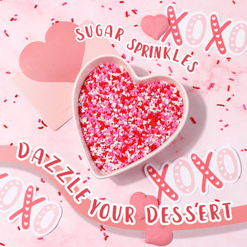 Heart Sprinkles For Cake Decorating, Valentine Sprinkles, Edible Pink And Red Sprinkles For Cookies, Ice Cream, Cupcake Topper,