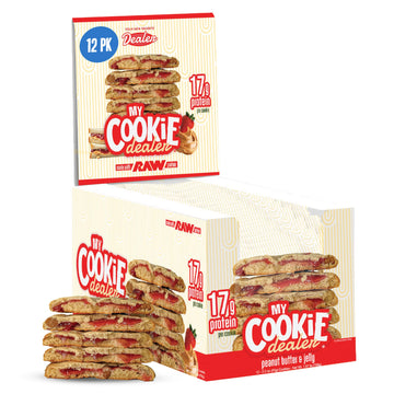 My Cookie Dealer Protein Cookies, Peanut Butter & Jelly (2.2oz, Pack of 12) - 17g Protein per Cookie - Individually Wrapped Work