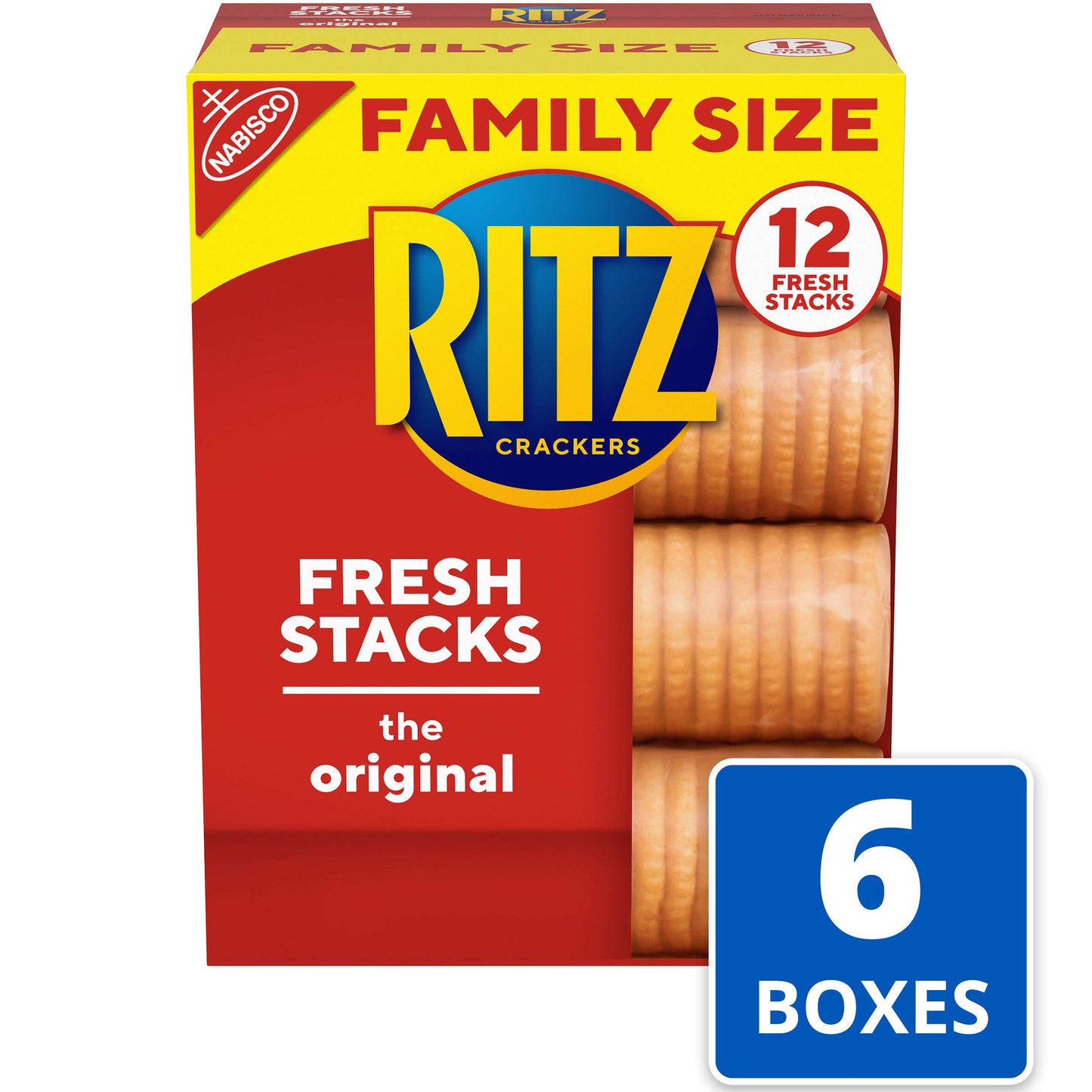 RITZ Fresh Stacks Original Crackers, Bulk Travel Snacks, Family Size, Holiday Crackers, 6 Boxes (72 Multi Snack Packs)