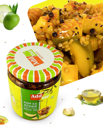 Add Me Home Made Mango Pickle In Olive Oil 500Gm Aam Ka Achar Glass Jar