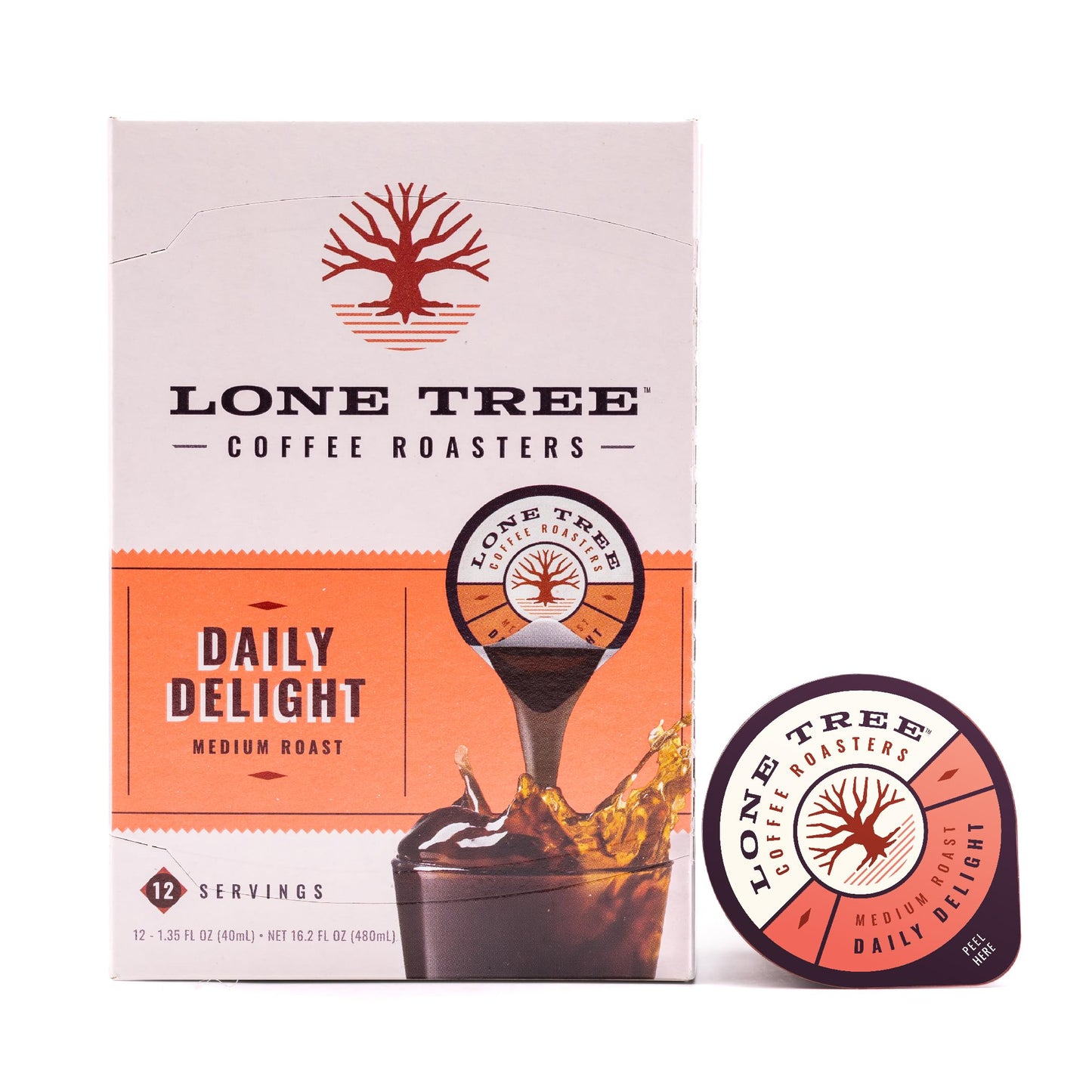 Lone Tree Single-Serve Coffee Pods - enhanced 100% Arabica Liquid Concentrate - Daily Delight Medium Roast - 12 Pods - Ready Hot or Iced