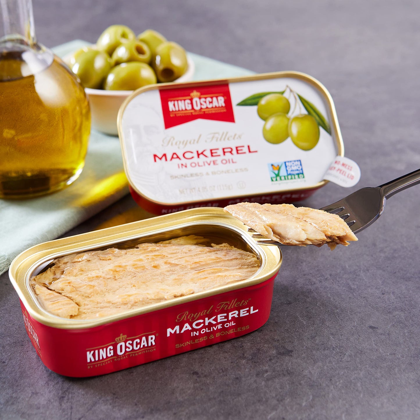 King Oscar Mackerel In Olive Oil, 4.05 Ounce Can (Pack Of 12, Packaging May Vary), Skinless & Boneless, Wild Caught Canned Mackerel