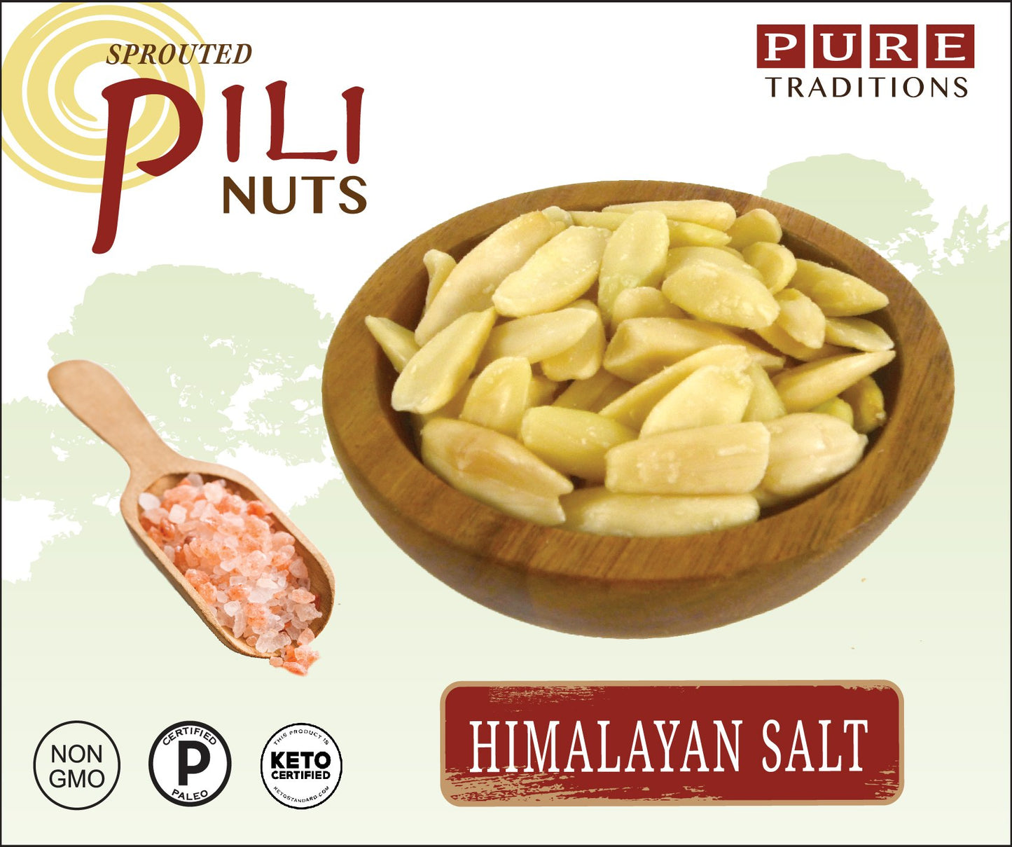 Pure Traditions Pili Nuts, Sprouted, Certified Paleo & Keto, Himalayan Salt, 14 oz