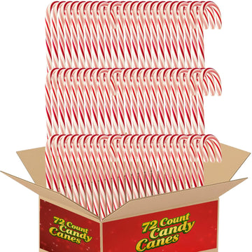 Christmas Candy Canes Bulk, 72 Count, Individually Wrapped Christmas Stocking Stuffer  , Full-Size Peppermint Candy Sticks, Red And White Striped Classic Holiday Decor, Tree Decoration Ornaments