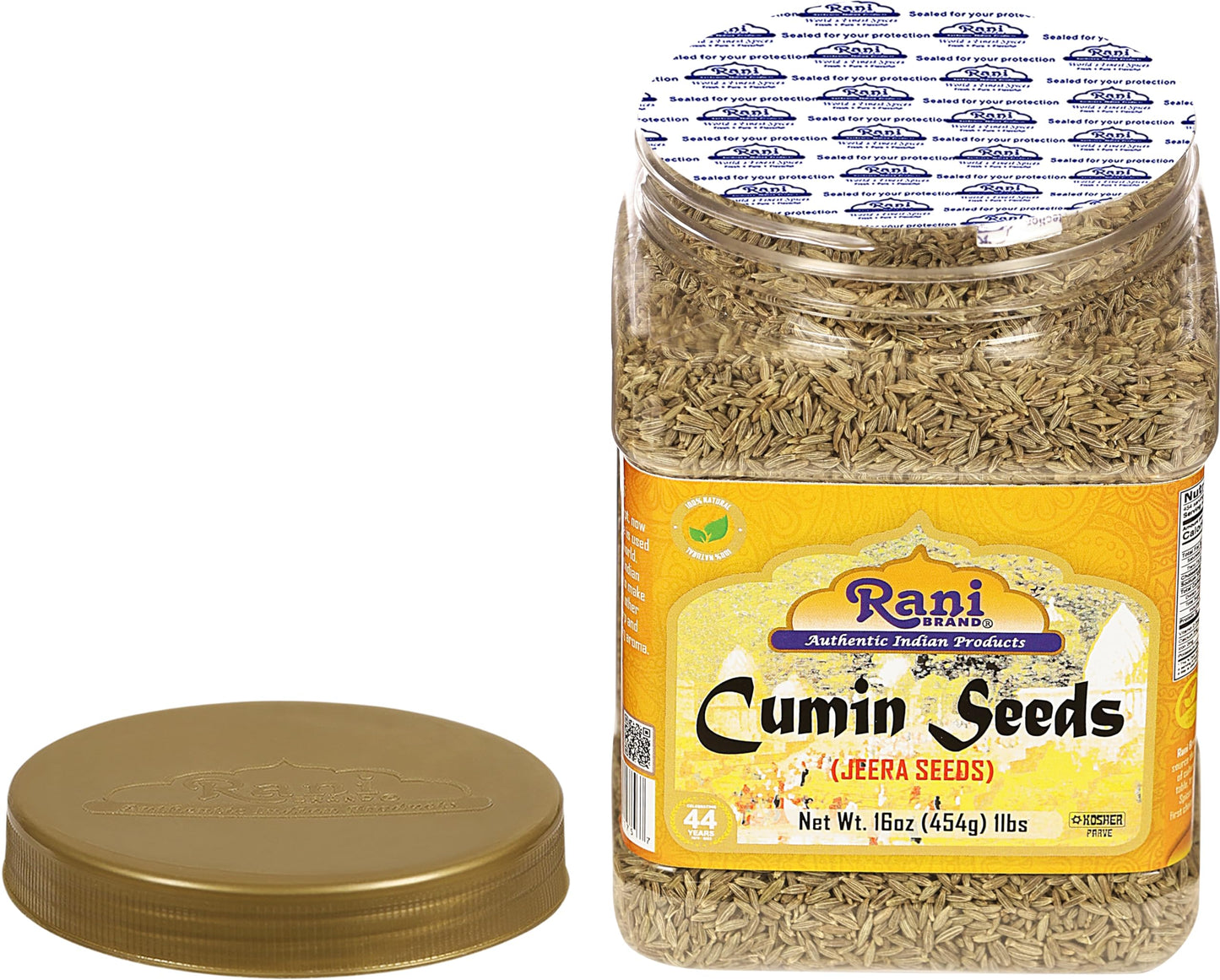 Rani Cumin Seeds Whole (Jeera) Spice 16oz (1lb) 454g PET Jar ~ All Natural | Gluten Friendly | NON-GMO | Kosher | Vegan | Indian