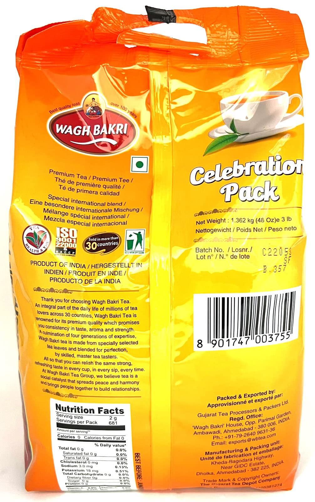 Wagh Bakri Premium International Blend Tea, 3 Pound Promo Pack