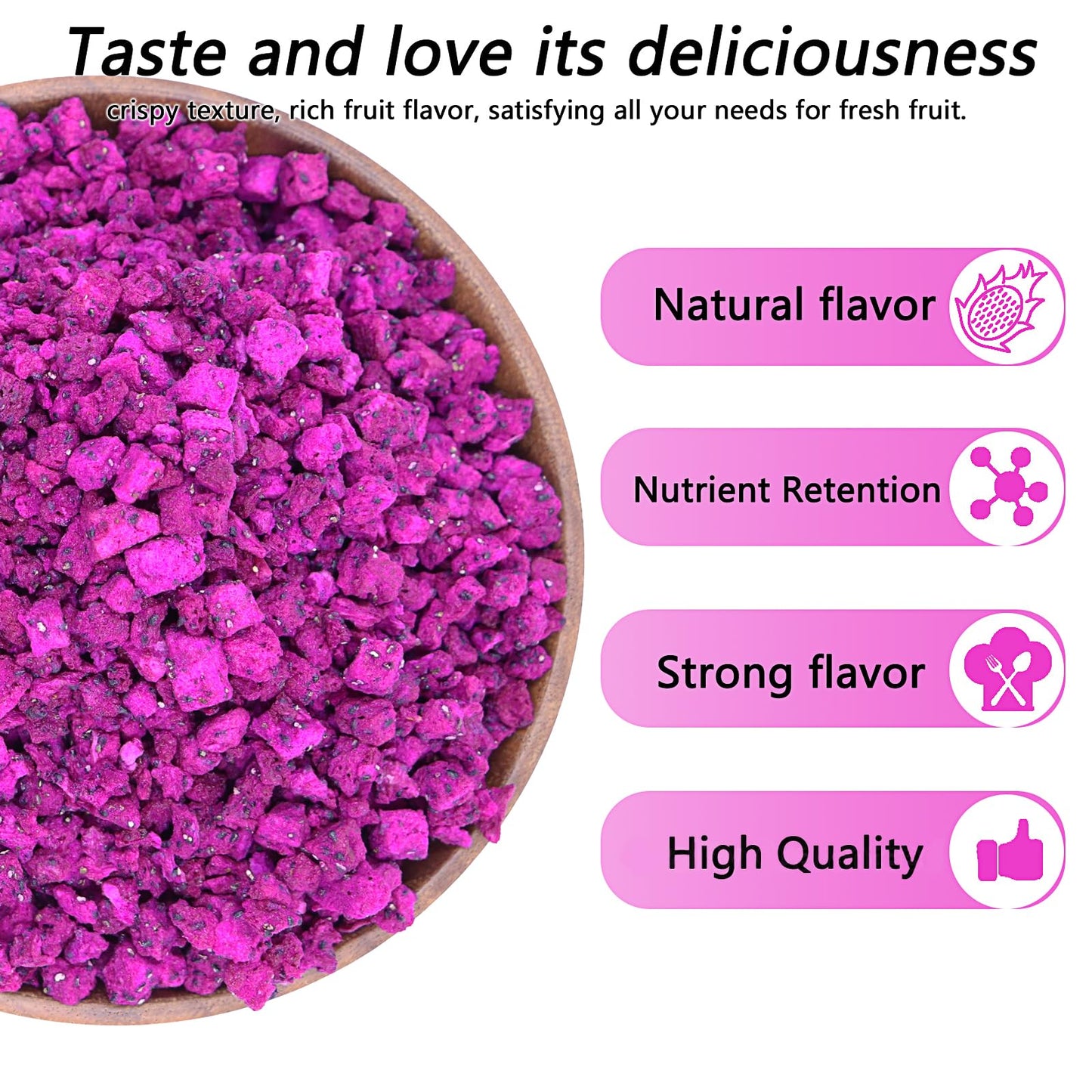 Amilutuo Freeze-Dried Dragon Fruit 6.52OZ - No Added Sugars, Ideal for Infusing Drinks & Baked Goods, Healthy Snack Option