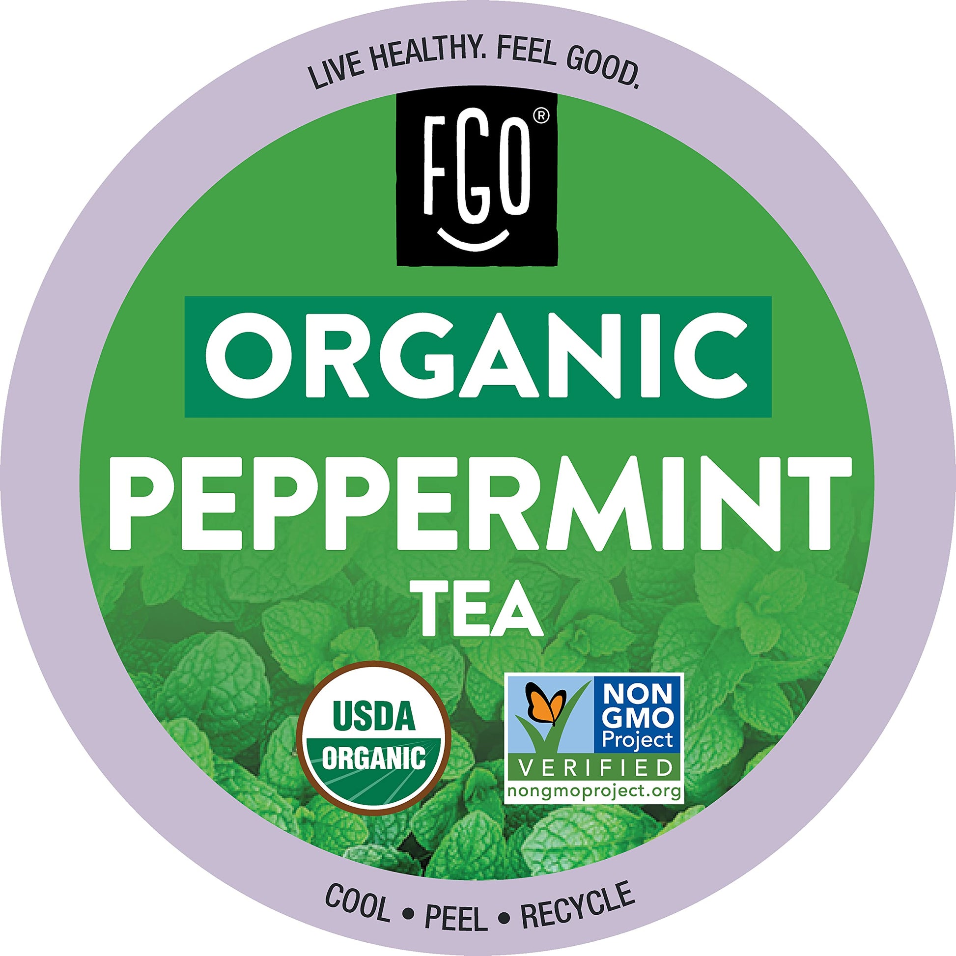 FGO Organic Peppermint Tea K-Cup Pods - Caffeine-Free, Keurig Compatible, 24 Count (Pack of 1)