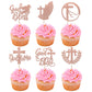 YCTHUNFISH 24 Pack Cupcake Toppers - Glitter Cross Dove of Peace, Rose Gold, Bamboo Material, Ideal for Religious Parties and Baby Showers
