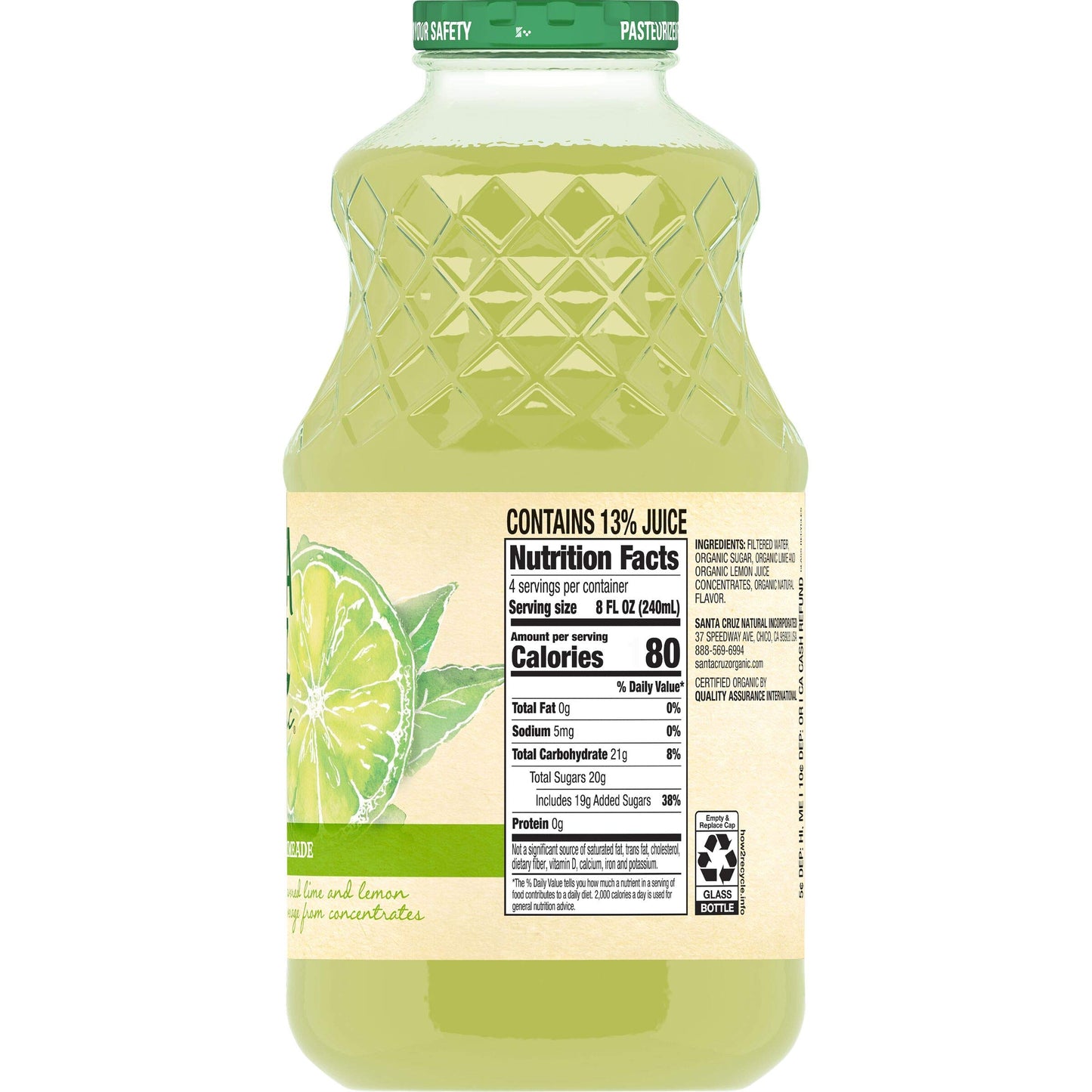 Santa Cruz Organic Limeade Juice, 32 Fluid Ounce - 12 per case