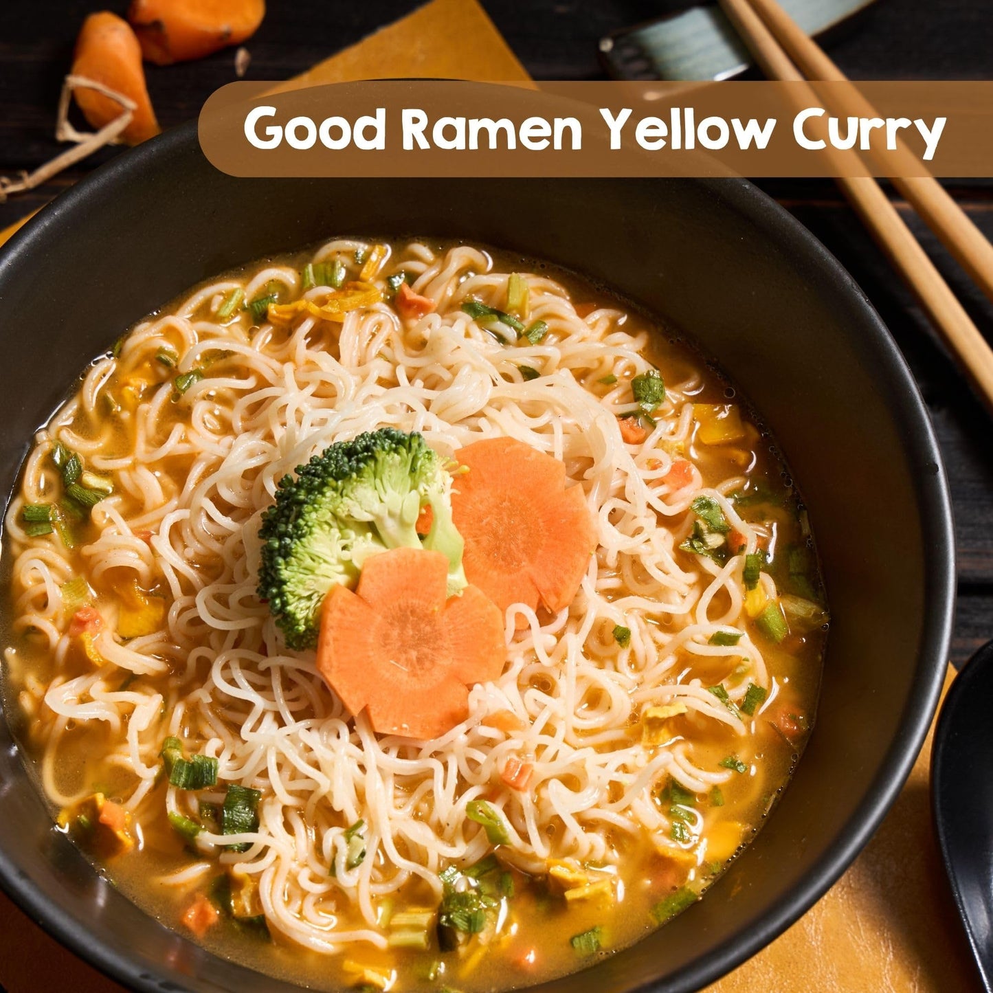 Perfect Earth Good Ramen Yellow Curry Noodles - Authentic Vibrant Thai Flavor, Medium Spice, Organic & Gluten-Free Instant Noodl