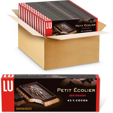 LU Petit Ecolier Dark Chocolate Biscuit Cookies, 45% Cocoa, 5.3 oz (Pack of 12)