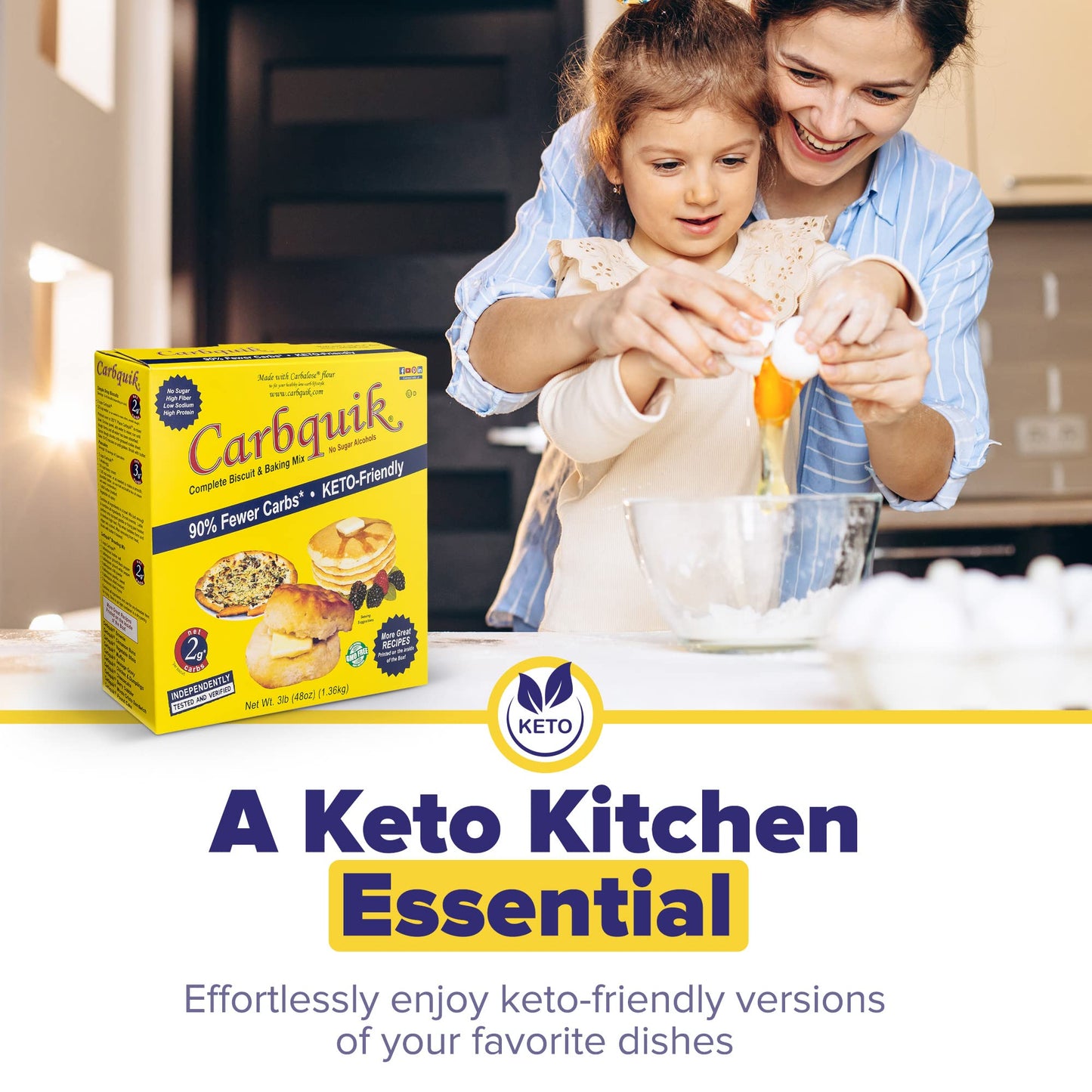Carbquik Biscuit & Baking Mix (3 lb) Mix for Keto Pancakes, Biscuits, Pizza Crust, Bread, and More - Keto Food - No Sugar - Low