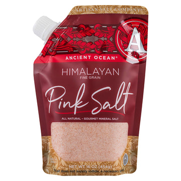 Saltworks Artisan Salt Company Ancient Ocean Himalayan Pink Salt, Fine Grain, Pour Spout Pouch, 16 Ounce