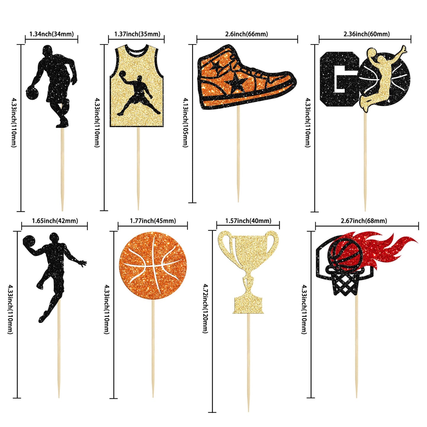 24 Pack Basketball Cupcake Toppers Basketball Player Basketball Apparel Cupcake Picks Baby Shower Basketball Players Sports Them