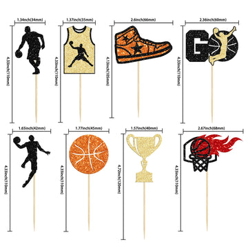 24 Pack Basketball Cupcake Toppers Basketball Player Basketball Apparel Cupcake Picks Baby Shower Basketball Players Sports Them