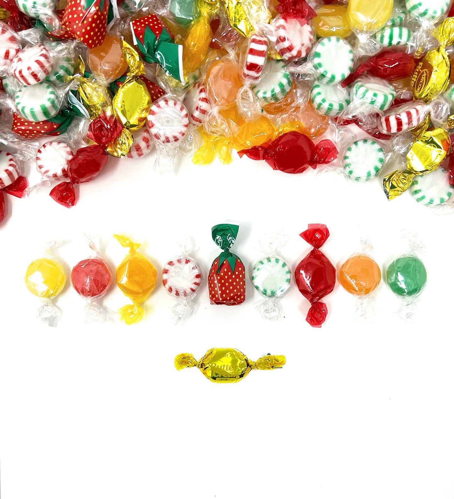 Assortit Hard Candy Assortment - Peppermint, Cinnamon, Butterscotch - 3 lbs - Individually Wrapped