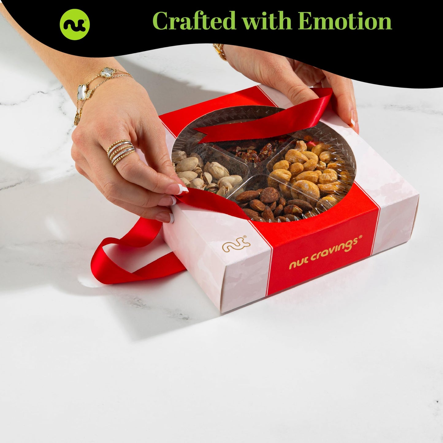 Nut Cravings Gourmet Collection - Diwali & Halloween Treats Mixed Nuts Gift Basket In Red Gold Box (4 Assortments) Arrangement P