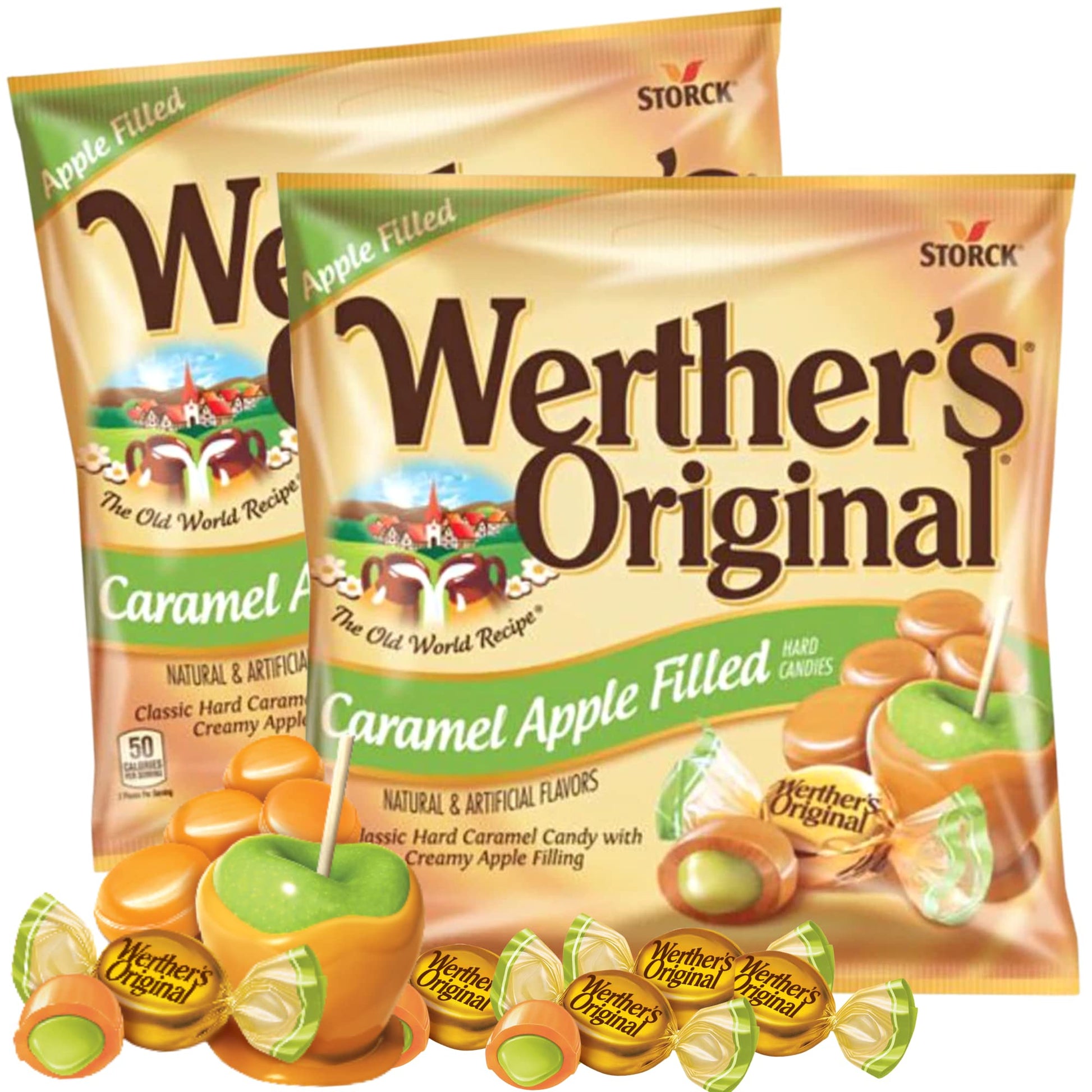 Needzo Hard Caramel Candy With Apple Filled Center  Individually Wrapped Shareable Candies  Gourmet Caramels