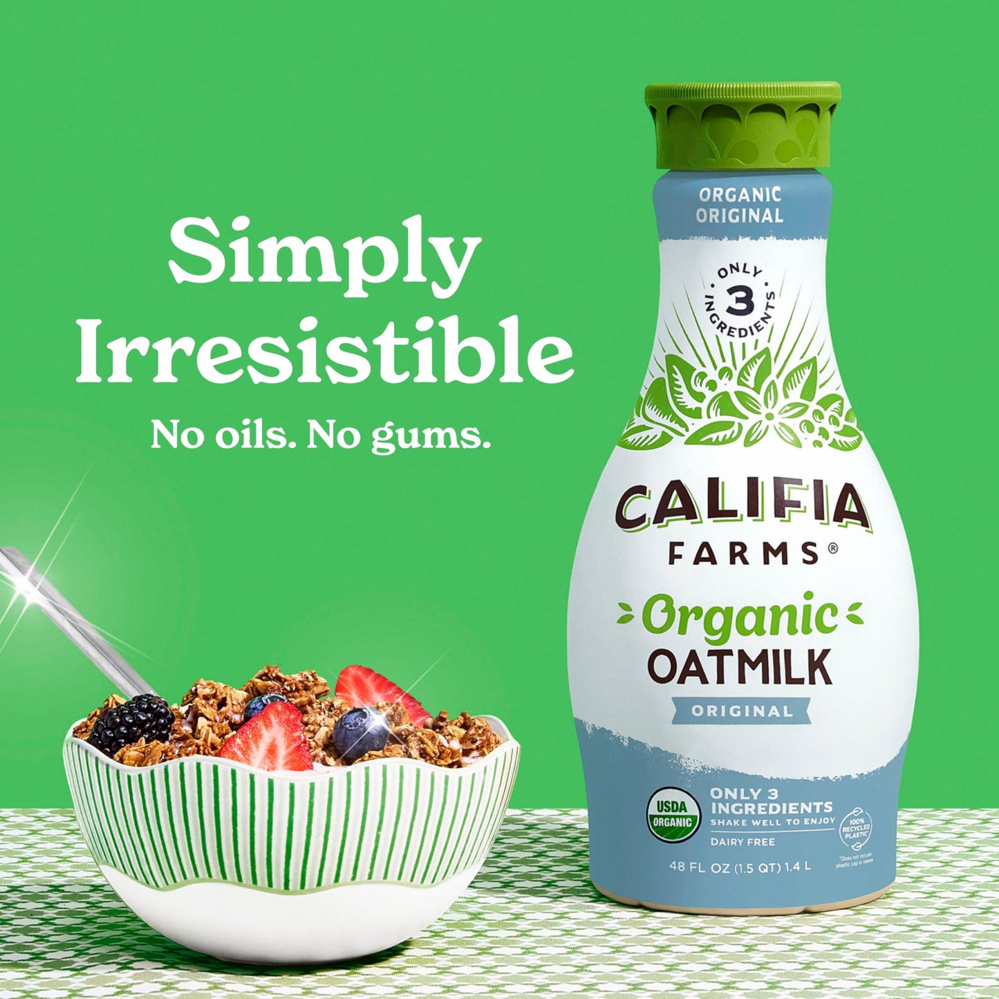 Califia Farms - Organic Original Oat Milk, 48 Oz, Dairy Free, Plant Based, Vegan, Non GMO, USDA Organic Milk
