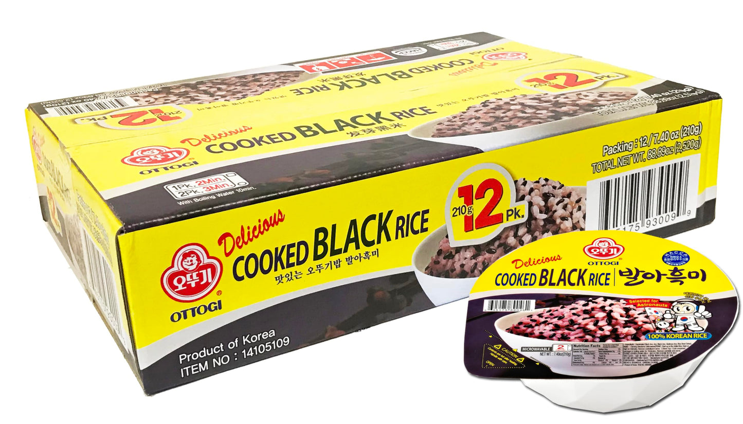 Ottogi Instant Black Rice, Gluten-Free & Vegan, Microwaveable, 7.4oz, 12 Count