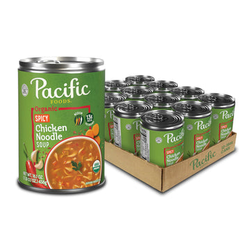 Pacific Foods Organic Spicy Chicken Noodle Soup, 16.1 oz Can (12 Pack)