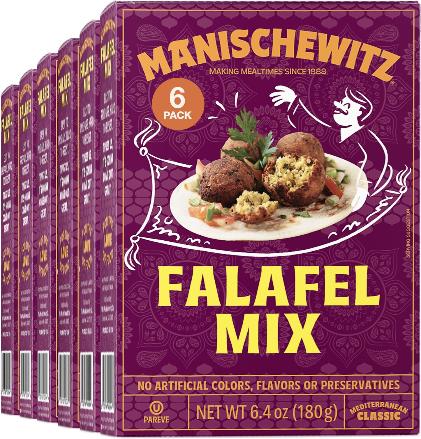 Manischewitz Mediterranean Falafel Ball Mix, All Natural, Sugar Free, 6.4oz (6 Pack)