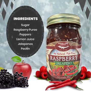 Newport Jerky Company All Natural Gourmet Raspberry Jalapeno Jam | Classic Spread for Burgers, Sandwiches, Toast, Cream Cheese,