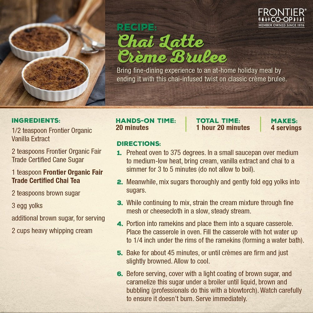 Frontier Co-Op Chai Tea, Certified Organic, Fair Trade, Kosher, Non Irradiated, 16 Oz