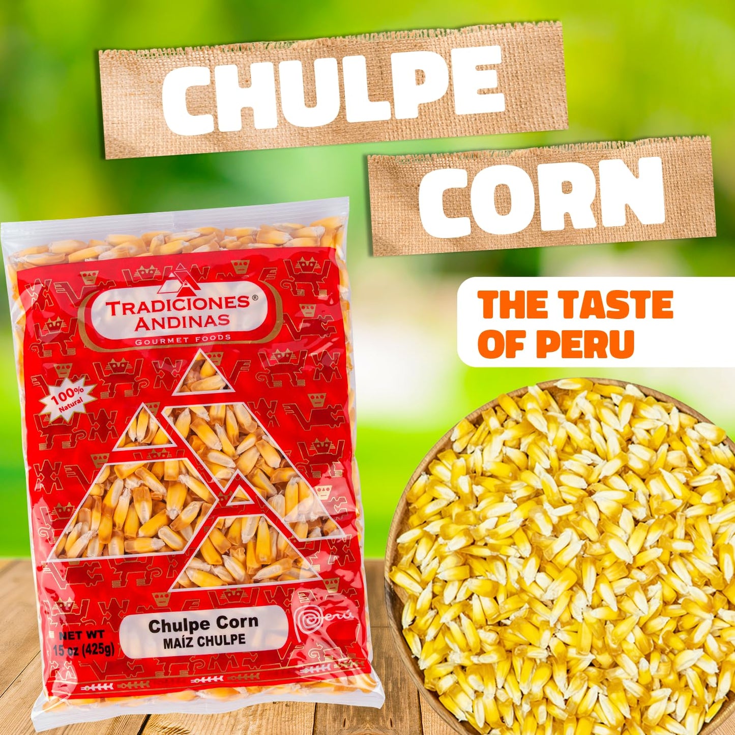 Tradiciones Andinas Chulpe Corn 15 Oz - Maiz Chulpe Peruano, Dried Corn For Toasting, Peruvian Whole Kernel, Maiz Peruano Para T