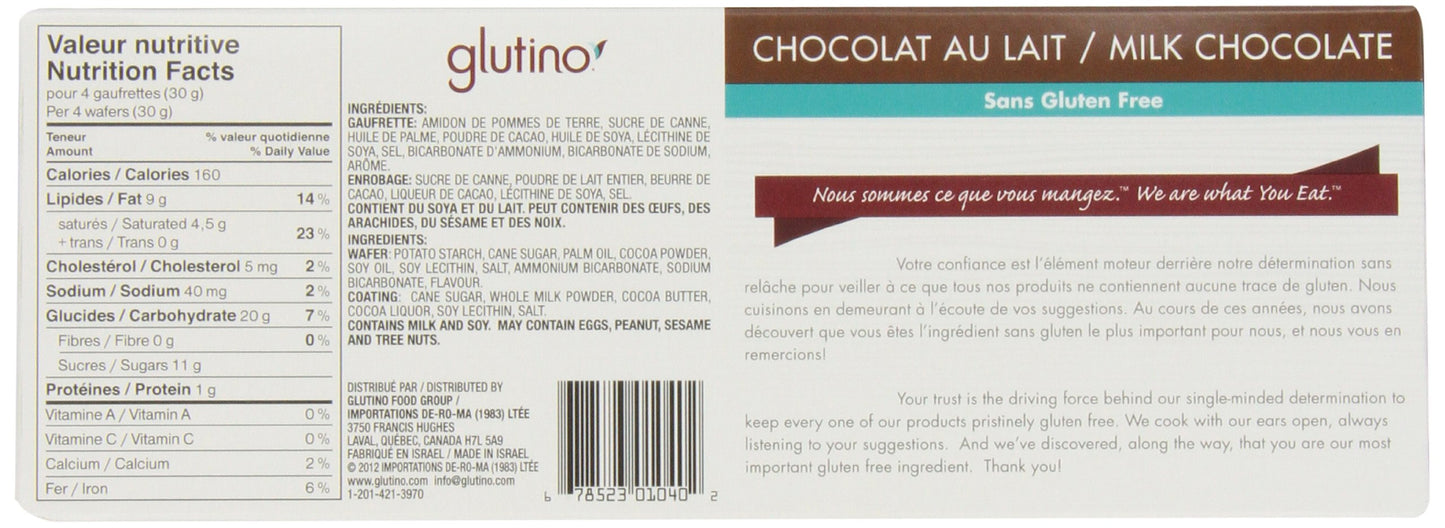 Glutino Chocolate Wafers, Chocolate Coated, 4.6-Ounce Boxes (Pack of 6)