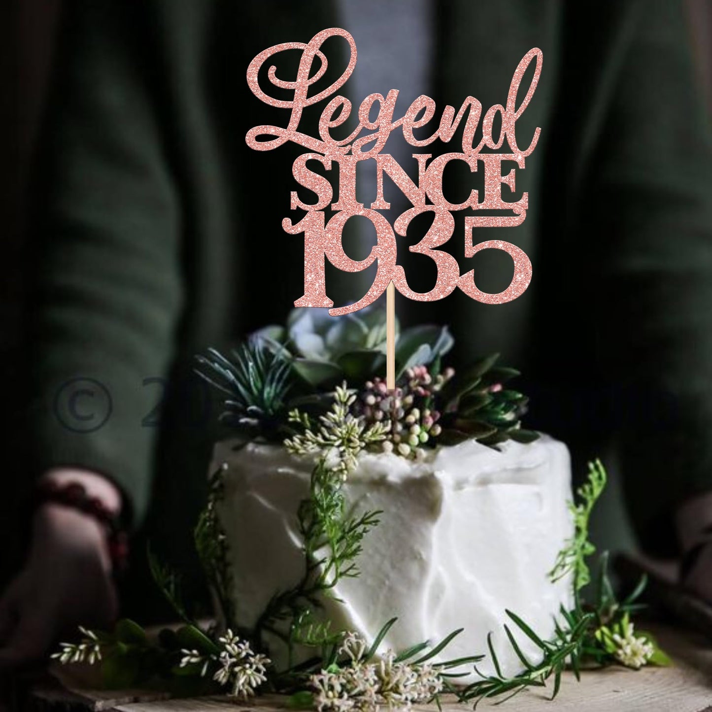 Rssta i Cake Topper Glitter Legend Since 1935, Rose Gold, Model XM310, for 90th Birthday and Wedding Anniversary Party Decorations