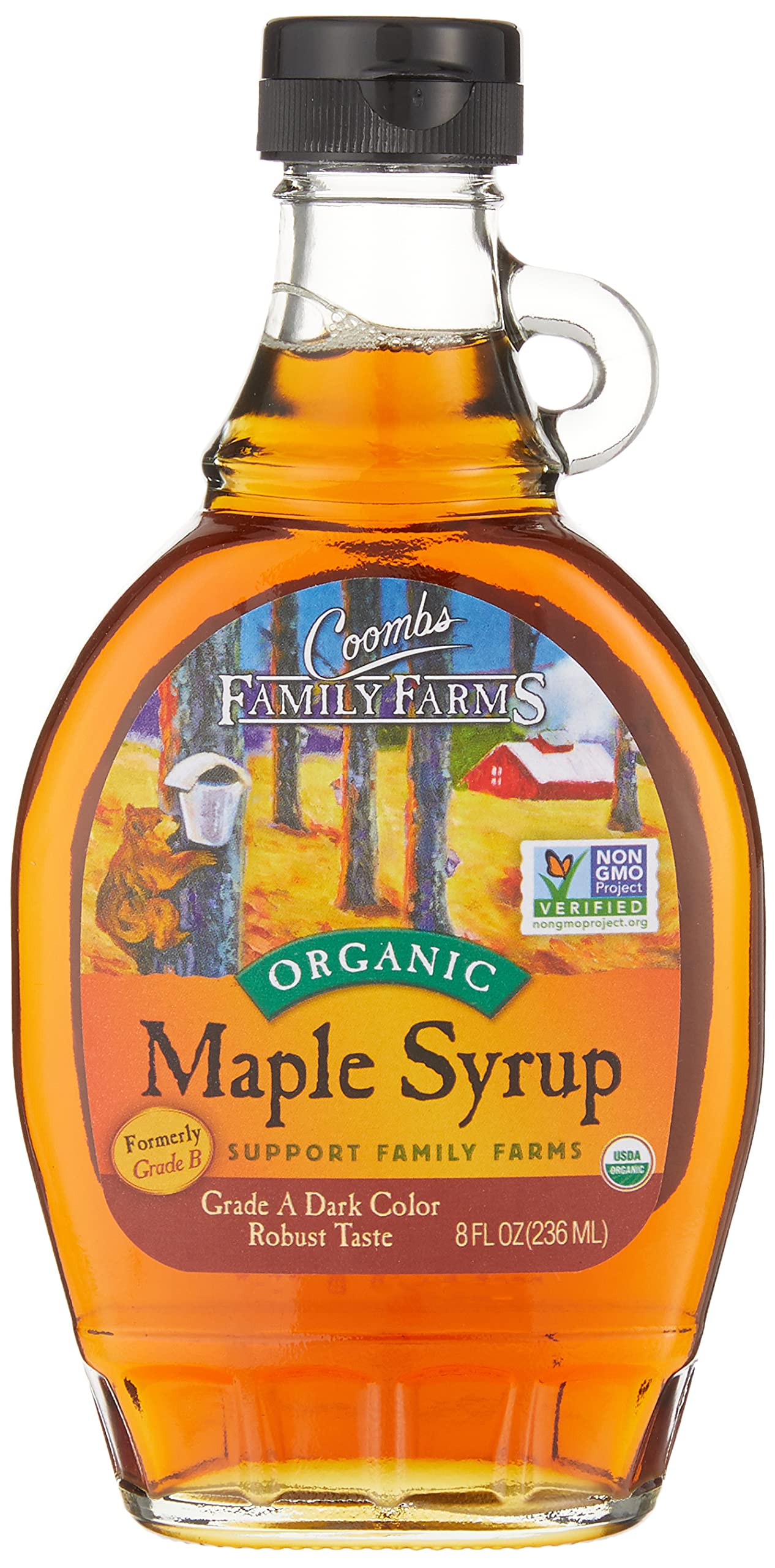 Coombs Family Farms Organic Maple Syrup Grade B, Dark Color, 8 Fl Oz