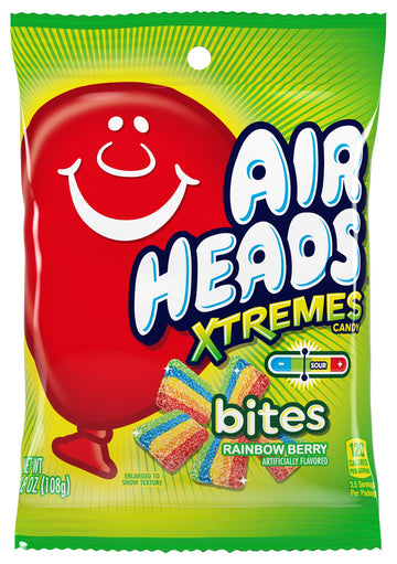 Airheads Candy Xtremes Bites, Sweetly Sour Rainbow Berry, 3.8 oz (Bulk Pack of 12)