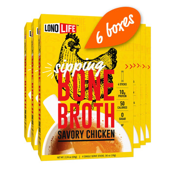 Lonolife Chicken Bone Broth Powder Mix | 10G Protein | Collagen-Rich, Keto & Paleo Friendly | Natural Ingredients | 24 Portable