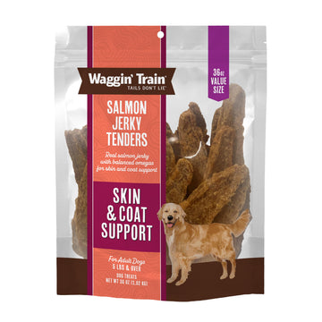 Waggin Train Salmon Jerky Tenders for Skin & Coat Support, Grain-Free High-Protein Jerky Dog Treats, 36-oz Bag